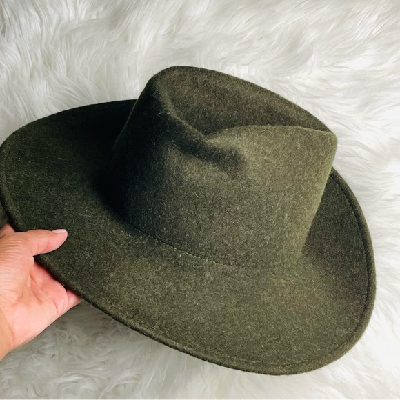 NWT Universal Thread Adjustable Fedora Wool Western Bohemian Wide Brim Green Hat - Picture 3 of 7